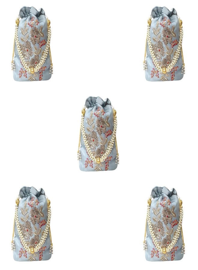 حقيبة بوتلي نسائية رمادية مزينة بالزهور من دوقة (عبوة من 5 قطع)